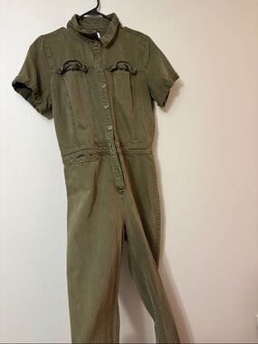 Young Fabulous & Broke Olive Short-Sleeve Utility Jumpsuit